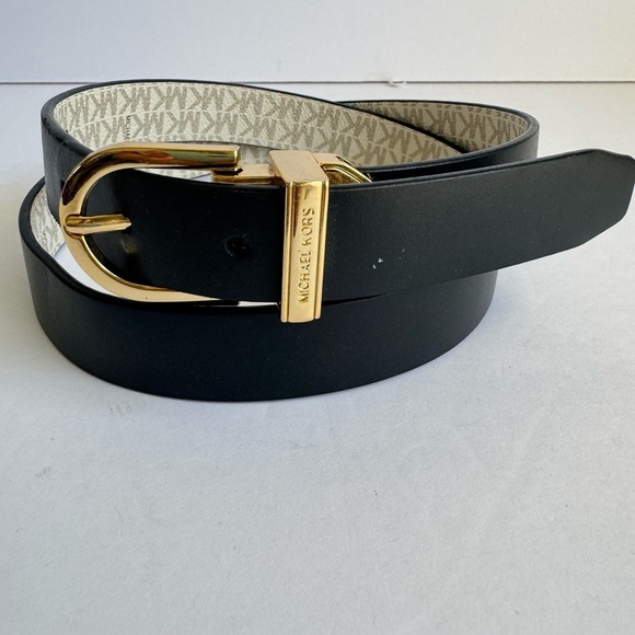 Michael Kors Reversible Belt MK Monogram Canvas Dark Navy Blue Medium / Large - Picture 6 of 10